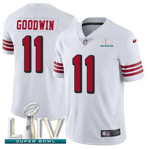 San Francisco 49ers Nike #11 Marquise Goodwin White Super Bowl LIV 2020 Rush Youth Stitched NFL Vapor Untouchable Limited Jersey